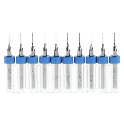 Image of Carbide PCB Rotary Tool BE 10 Pcs 0.7mm Tungsten Micro Drill Bits， 1/8&quot; Shank for PCB, Jewelry, CNC, Soft Metals, Print Circuit, Engraving