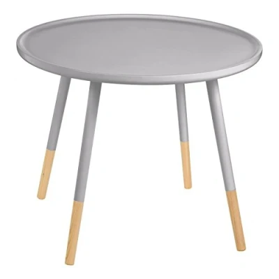 Image of Premier Housewares Viborg Round Side Table, Wood, 48 x 60 cm Grey