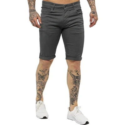 Image of Kruze Mens Chino Shorts Branded Designer Jeans Casual Blue Black Red Tan, BNWT 38 Grey