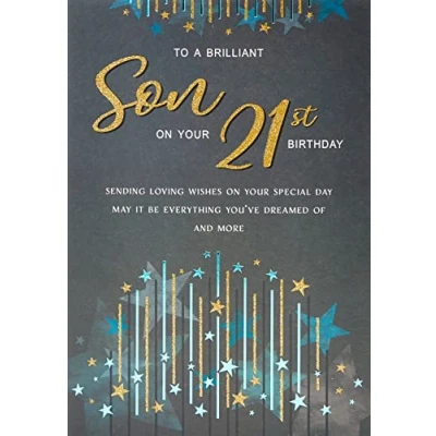 Image of Regal Publishing Modern Milestone Age Birthday Card 21st Son 9 x 6 inches,Black