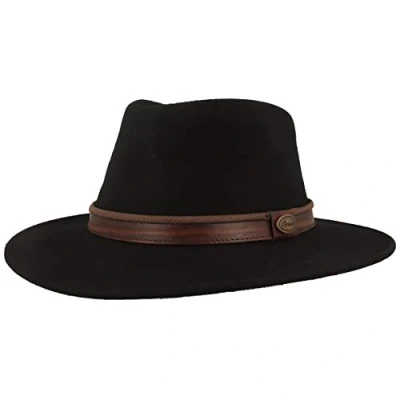 Image of Rollable Outdoor Felt Hat Trekking Wool Made of 100 % Waterproof &amp; Foldable with Leather Fittings Inserts For Men Women black, size: 56