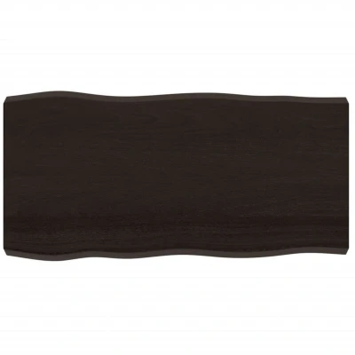 Image of vidaXL Table Top Dark Brown 100x50x(2 6) cm Treated Solid Wood Live Edge