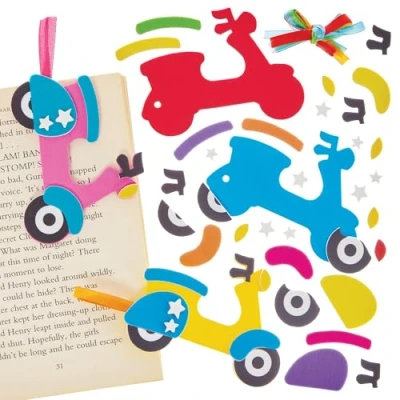 Image of Baker Ross FN077 Moped Mix &amp; Match Bookmark Kits Pack of 8, World Book Day Kits, Making for Kids