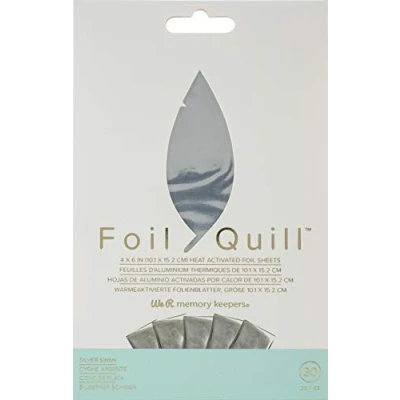 Image of We R Memory Keepers Heat Activated Foil, Silver Swan, Set of 30 Sheets, 4x6&quot;, Use with Quill Pen to Create Shiny Embellishments and Designs