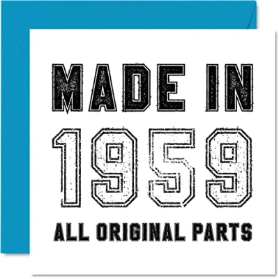 Image of 65th Birthday Card for Men Women Him Her Made in 1959 All Original Parts Funny Sixty Five Fifth Grandad Nan Grandma Mum Dad, 145mm x Humour Greeting Cards