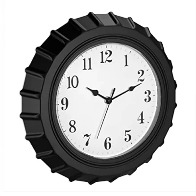 Image of Relaxdays Wall Clock, 60% plastic 30% glass 10% iron, White/Black, 33 x 5.5 cm