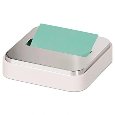 Image of Post it Note Dispenser for 3 in x Notes, White Base with Steel Top