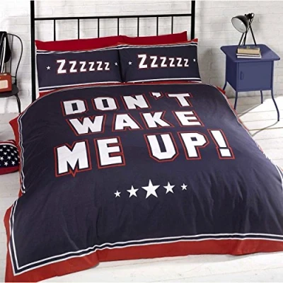 Image of Just Contempo Dont Wake Me Up Duvet Cover Set, Double, Blue