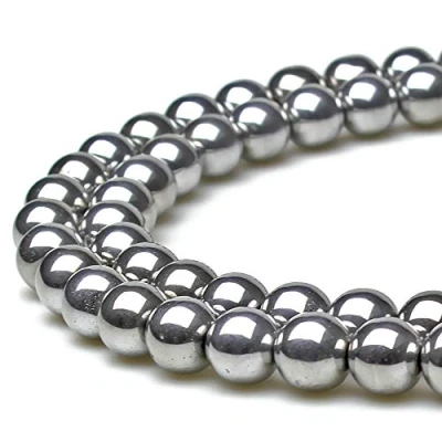 Image of JarTc Natural Round Silver Hematite Spacer Beads for DIY Jewellery Making Bracelet Necklace 15&quot; (6mm)