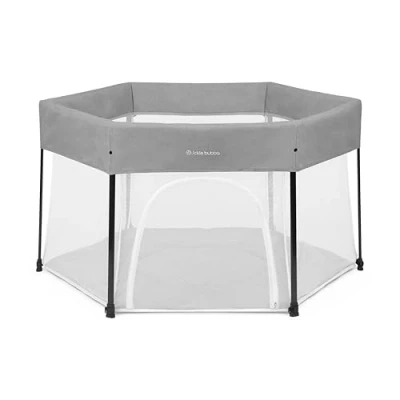 Image of Ickle Bubba Fiesta Pop Up Playpen Quick 30 Second Setup, Breathable Mesh Sides, Padded Playmat &amp; Compact Fold for Easy Storage, Includes Carry Bag (Space Grey)