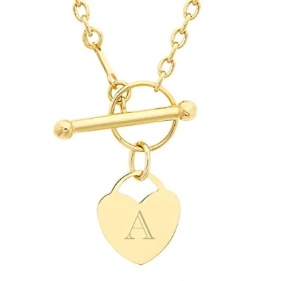 Image of Carissima Gold Women&#039;s 9ct Yellow 12mm x 13mm Heart Charm T Bar Necklace 41cm/16&#039;