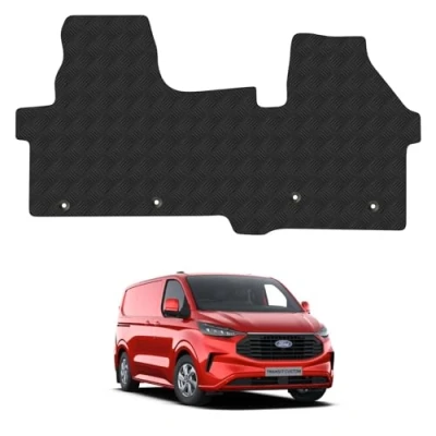 Image of Rubber Floor Mats for the Ford Transit Custom (2024+) UK Models Van Accessory Tailored fit Heavy Duty, Waterproof &amp; Anti Slip Work with Clips