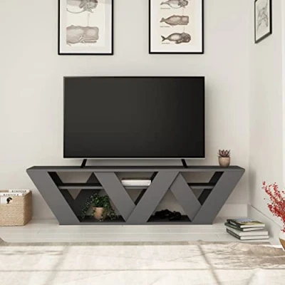 Image of HOCUS PICUS Modern Tv Stand for up to 65 inch TVs, Media Unit, Console, 2 Tiers Unit Component Storage Shelf Living Room, Bedroom etc. with Multi Colour Option (Oak)