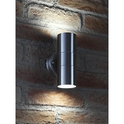Image of Auraglow Stainless Steel Indoor/Outdoor Double up &amp; Down Wall Light Cool White LED Bulbs Included