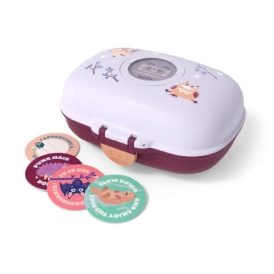 Image of monbento Kids Snack box MB Gram Owly Boys &amp; Girls Ideal for Lunches or Snacks at School/Park BPA Free Food Grade Safe Purple