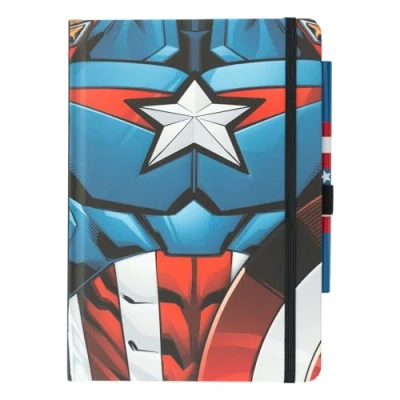 Image of Grupo Erik Marvel Captain America Premium A5 Notebook With Pen Notebooks Notepads Notepad Dotted Journal Sketchbook Gifts