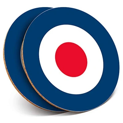 Image of Destination Vinyl ltd 2 x MDF Glossy Top Coasters Round RAF Roundel Symbol Mod Retro 215