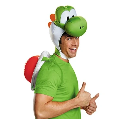 Image of Disguise 85227AD Yoshi Costume Accessory Kit Adult Super Mario Bros Set, Cartoon, Green, One size
