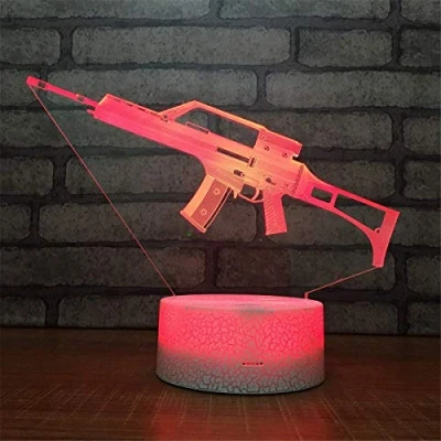 Image of 3D Gun Night Light USB Touch Switch Decor Table Desk Optical Illusion Lamps 7 Color Changing Lights LED Lamp Xmas Home Love Brithday Children Kids Toy Gift