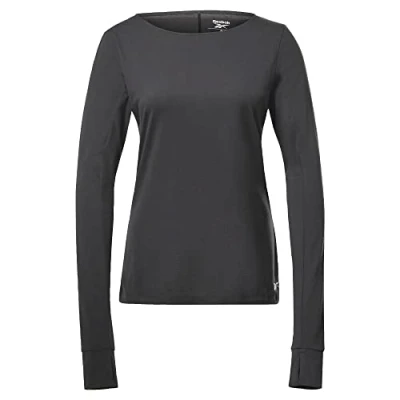 Image of Reebok Women&#039;s Workout Ready Supremium Long Sleeve T Shirt, Night Black, M UK