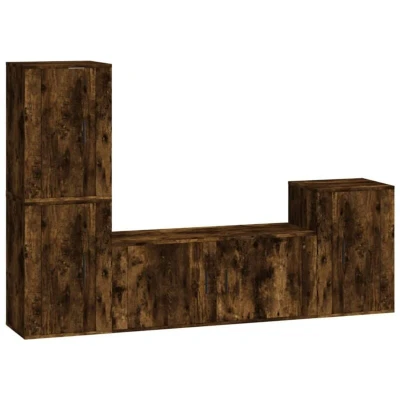 Image of vidaXL 4 Piece TV Cabinet Set Smoked Oak Engineered Wood
