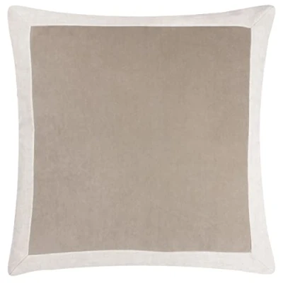 Image of Yard Auden Linen Bordered Velvet Filled Cushion Grey One Size