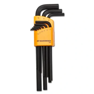 Image of GearWrench 83519 Long Arm Metric Hex Key Set, 9 Piece Alloy Steel
