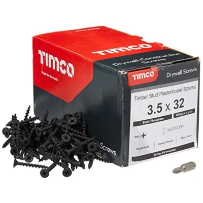 Image of TIMco 00032DRYC PH2 Philips Coarse Drywall Screw 3.5 x 32 Black (Box of 1000)