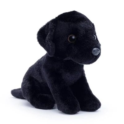 Image of Zappi Co Palm Pups Black Labrador Plush Toy (15cm) Lab Pup Soft, Cuddly, 100% Recycled Faithful Canine Companion