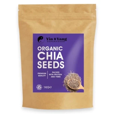 Image of Organic Chia Seeds 1kg, by Yin &amp; Yang Superfoods, 100% Natural, Vegan, High in Protein Fibre, Palm Oil Free
