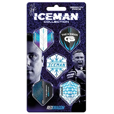 Image of RED DRAGON Gerwyn Price Iceman Hardcore Dart Flight Collection 5 Sets Per Pack (15 Flights in Total)