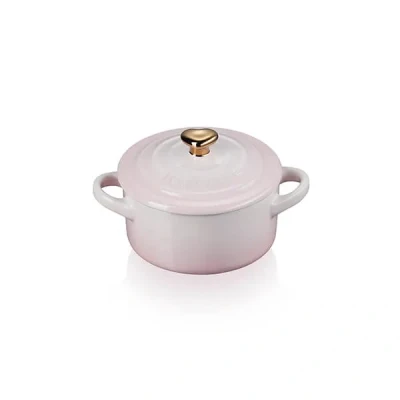 Image of Le Creuset Shell Pink Petite Round Casserole with Heart Knob