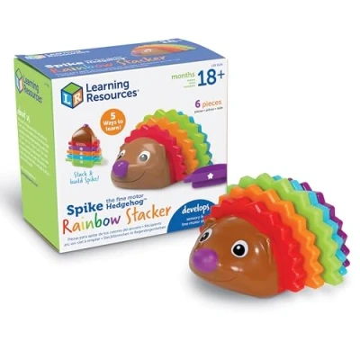 Image of Learning Resources LER9105 Spike The Fine Motor Hedgehog Rainbow Stackers, Stacking &amp; Counting Toddlers, Bath Water Toy, Building Colour, Shape and Number Recognition Skills, Ages 18 Months+, Multi