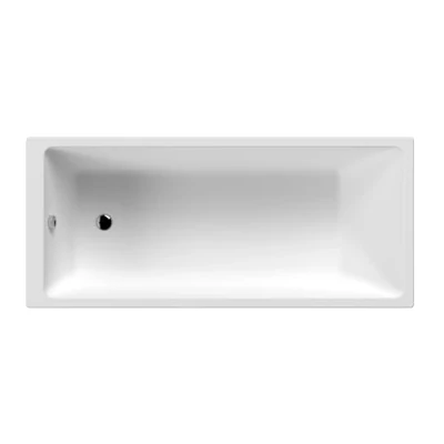 Image of nuie NBA810 Linton Modern Bathroom Thin Edge Single Ended Straight Shower Bath, 1700 x 750mm, White