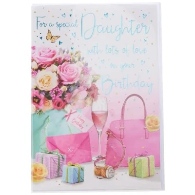 Image of Piccadilly Greetings Regal Publishing Birthday Card Daughter,pink ,9 x 6 inches