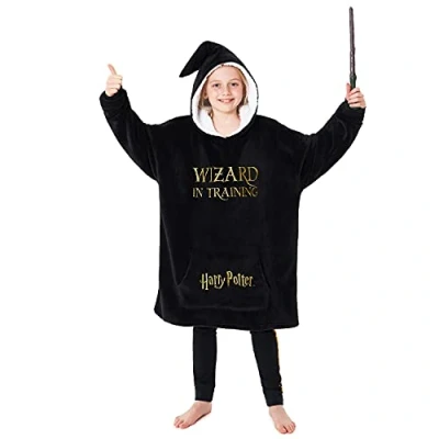 Image of Harry Potter Oversized Hoodie Blanket for Kids, Gifts Girls Boys (Black)