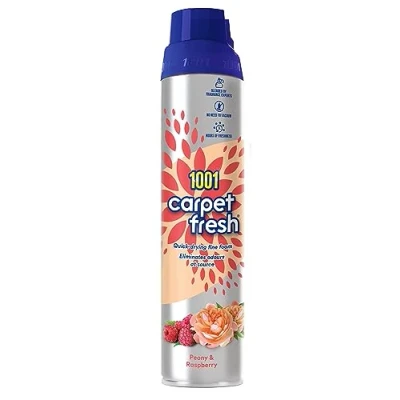 Image of 1001 Carpet Fresh Peony &amp; Raspberry Limited Edition Spring/Summer Fragrance for Instant Odor Elimination and Lasting Freshness, Quick Drying 300ml Spray Can