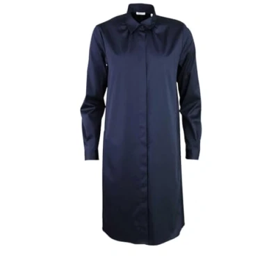 Image of Seidensticker Women&#039;s Dress City Satin Shirt Collar Regular fit Long Sleeve Stretch Darkblue