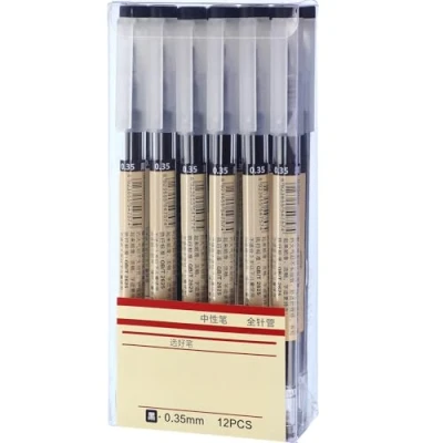 Image of Chinco 0.35 mm Black Gel Ink Pen Extra Fine Ballpoint for Office School Stationery Supply (12 Pieces)