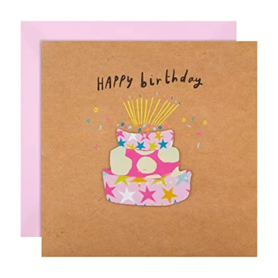 Image of Hallmark Birthday Card Contemporary 3D Effect Tiered Cake Design