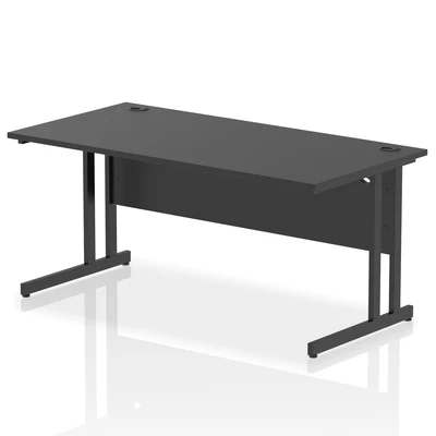 Image of Impulse 1600x800mm Straight Office Desk Black Top Cantilever Leg