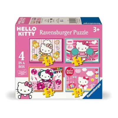 Image of Ravensburger Hello Kitty Toys and Gifts 4 in a Box Jigsaw Puzzles for Kids Age 3 Years Up 12, 16, 20, 24 piece 2025 Edition