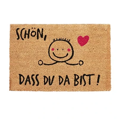 Image of Relaxdays Coir Doormat, Universal Door and Entryway Rug, Non Slip Welcome Mat, WxD: 60 x 40 cm, Natural/Black