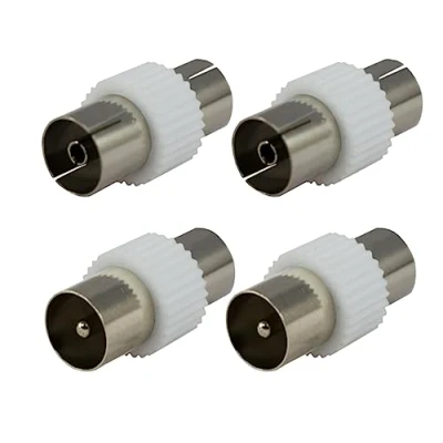 Image of Relloh TV Aerial Coaxial Cable Connectors Premium Nickel Plated 2x Male and Female for Seamless Signal Transmission Connector Kit RF Coax Adapters