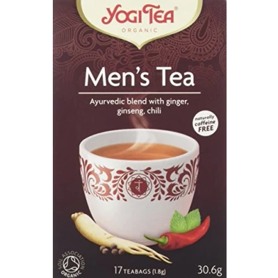 Image of Yogi Tea, Men&#039;s Organic Spice and Herbal Caffeine Free, Blend of Ginger, Ginseng Chili, 6 Packs x 17 Tea Bags (102 Teabags Total)