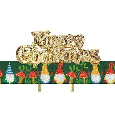 Image of Anniversary House 1M Christmas Cake Ribbon, Gonk Decorations, Green and Gold Decorations Traditional, Merry Topper, BX380