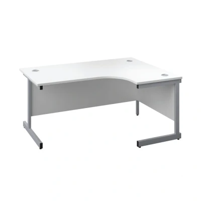 Image of First Right Hand Radial Desk 1800X1200mm White/Silver KF803188