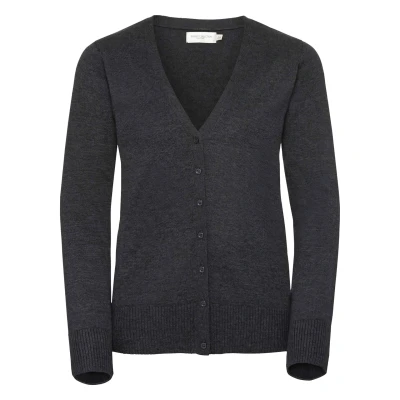 Image of Russell Athletic Collection Ladies/Womens V neck Knitted Cardigan (Charcoal Marl) Size 2XL