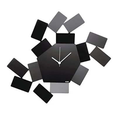 Image of Alessi MT19 B La Stanza dello Scirocco Wall Clock Steel Coloured with Epoxy Resin, Black, 46 x 33.5 4 cm