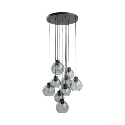 Image of Cubus Cluster Pendant Ceiling Light Black, Graphite Glass 9xE27
